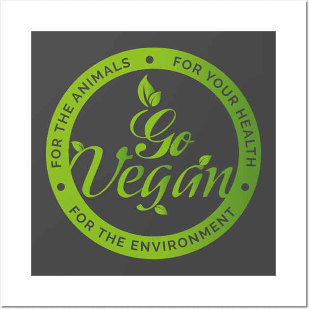 Go Vegan Vegetarian Veganism Wall Art by ghsp